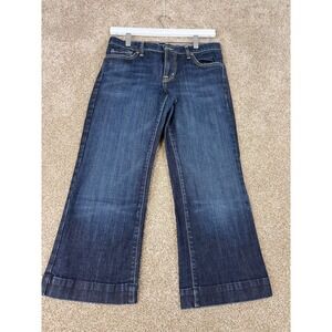 David Kahn Womens Dark Wash Wide Leg Cropped Jeans 27 Americana Retro Indie